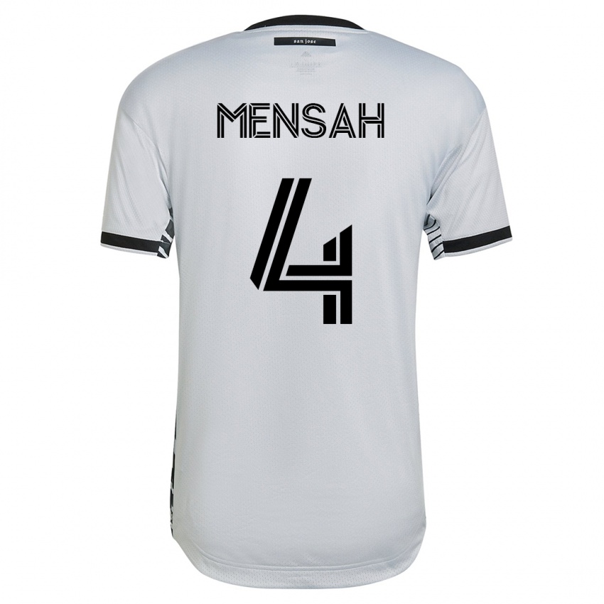 Enfant Maillot Jonathan Mensah #4 Blanc Tenues Extérieur 2023/24 T-Shirt Belgique