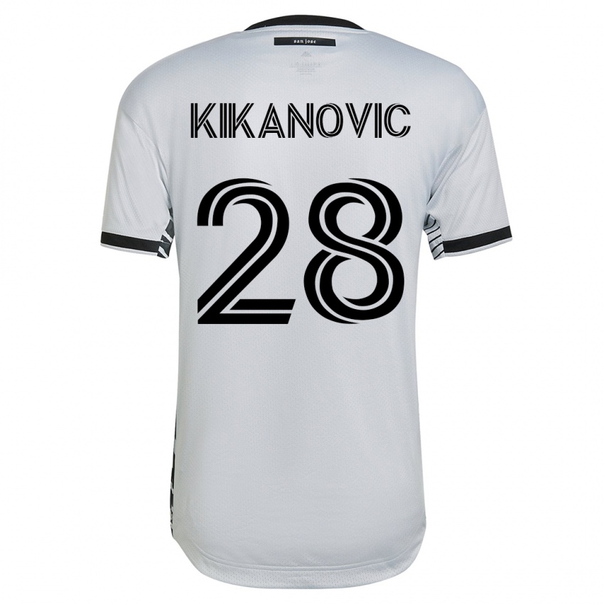Kinder Benjamin Kikanovic #28 Weiß Auswärtstrikot Trikot 2023/24 T-Shirt Belgien
