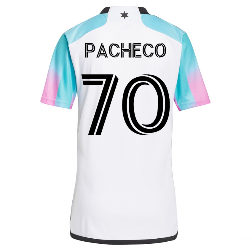 Kinderen Diogo Pacheco #70 Wit Uitshirt Uittenue 2023/24 T-Shirt België