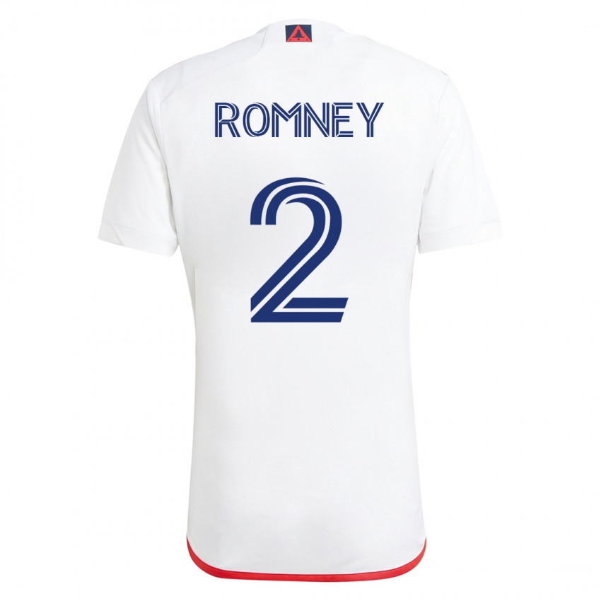 Kinderen Dave Romney #2 Wit Rood Uitshirt Uittenue 2023/24 T-Shirt België