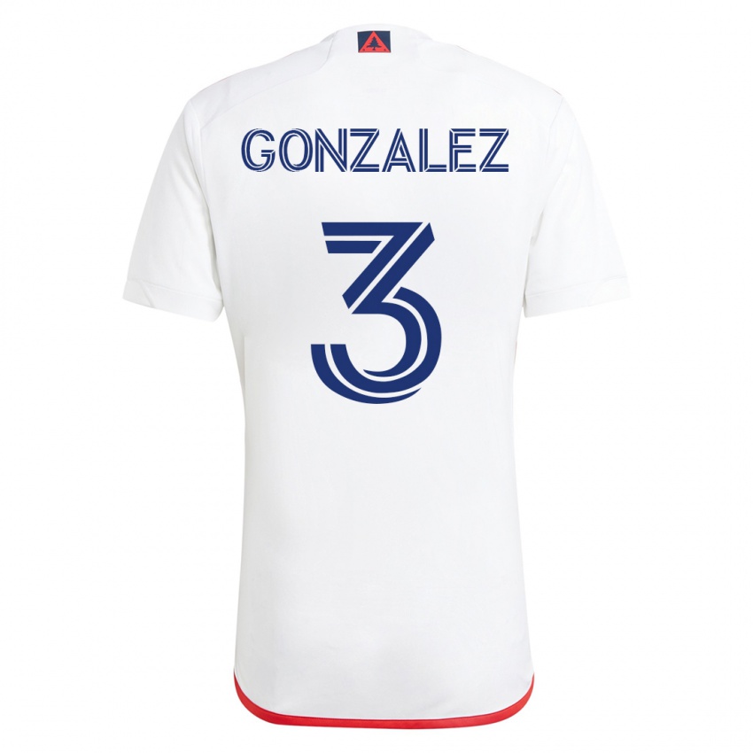 Kinder Omar González #3 Weiß Rot Auswärtstrikot Trikot 2023/24 T-Shirt Belgien