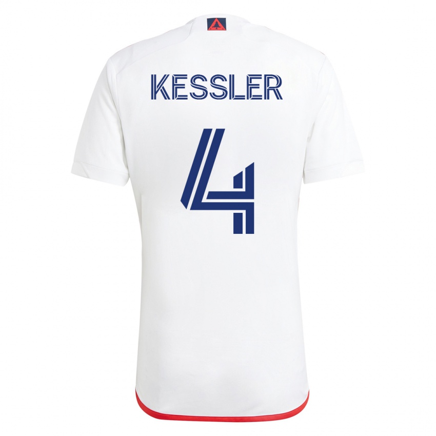 Kinderen Henry Kessler #4 Wit Rood Uitshirt Uittenue 2023/24 T-Shirt België