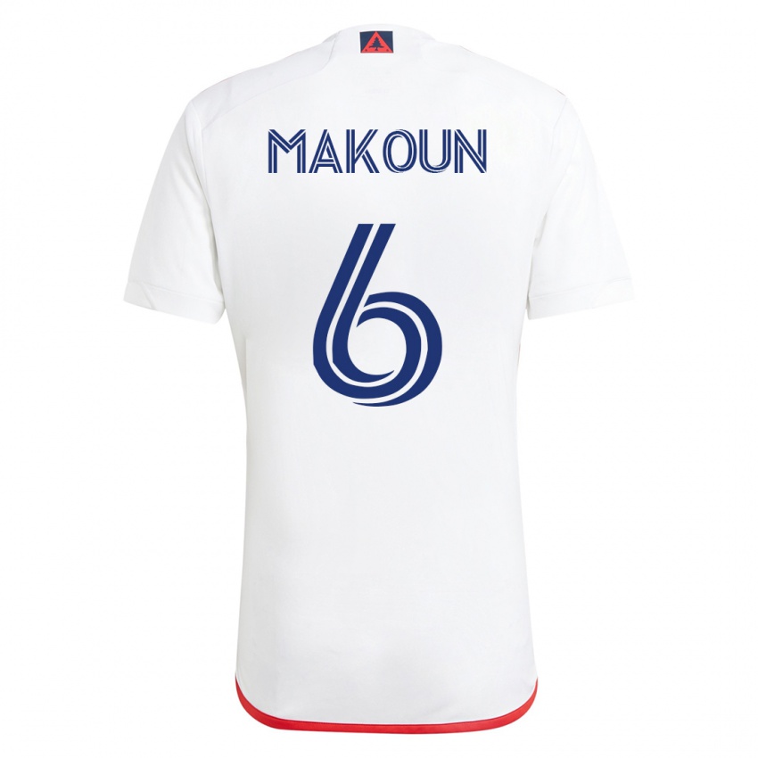 Kinder Christian Makoun #6 Weiß Rot Auswärtstrikot Trikot 2023/24 T-Shirt Belgien