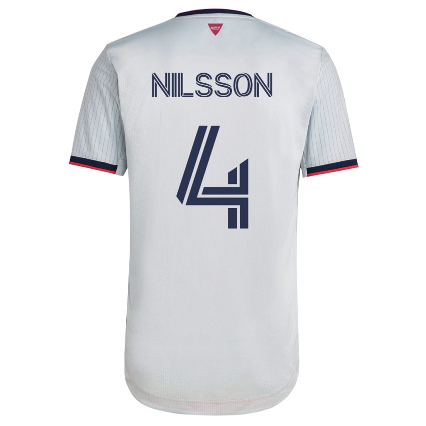 Kinder Joakim Nilsson #4 Weiß Auswärtstrikot Trikot 2023/24 T-Shirt Belgien