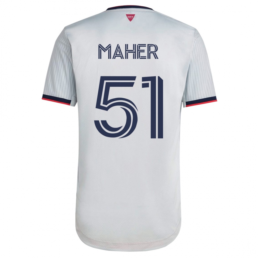 Kinder Josh Maher #51 Weiß Auswärtstrikot Trikot 2023/24 T-Shirt Belgien