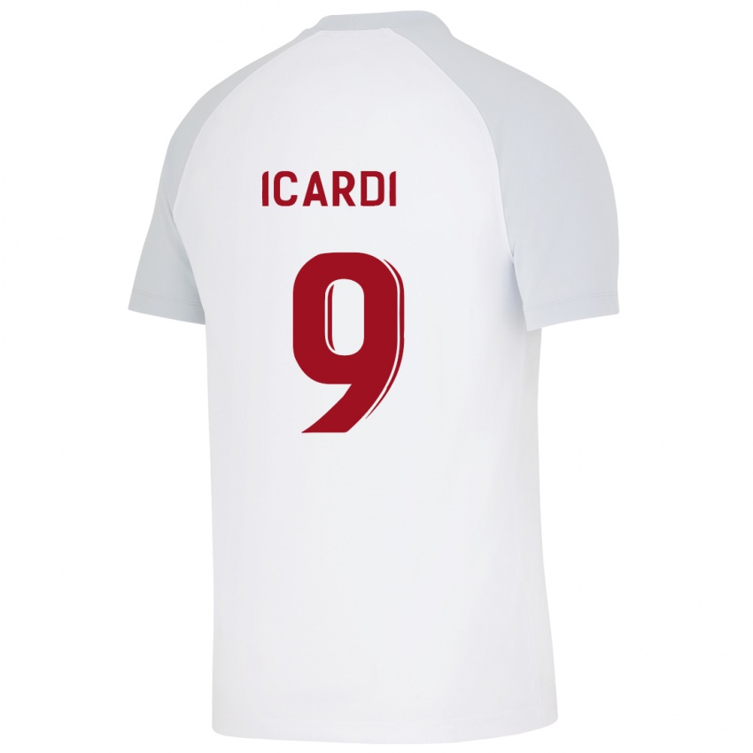 Kinder Mauro Icardi #9 Weiß Auswärtstrikot Trikot 2023/24 T-Shirt Belgien