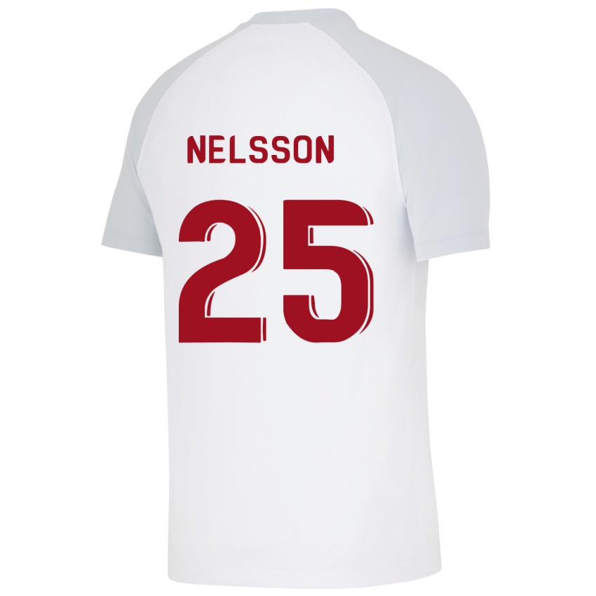 Kinder Victor Nelsson #25 Weiß Auswärtstrikot Trikot 2023/24 T-Shirt Belgien