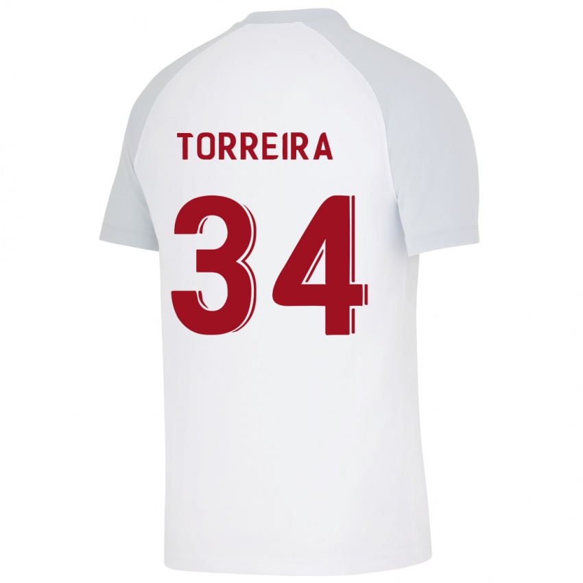 Kinder Lucas Torreira #34 Weiß Auswärtstrikot Trikot 2023/24 T-Shirt Belgien