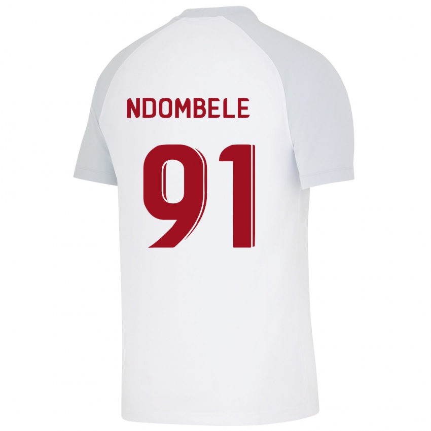 Kinder Tanguy Ndombele #91 Weiß Auswärtstrikot Trikot 2023/24 T-Shirt Belgien