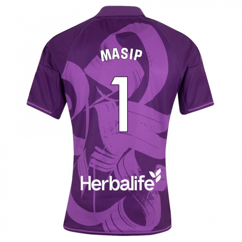 Kinder Jordi Masip #1 Violett Auswärtstrikot Trikot 2023/24 T-Shirt Belgien