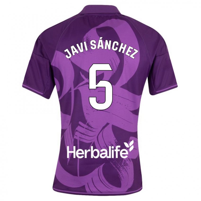 Kinder Javi Sánchez #5 Violett Auswärtstrikot Trikot 2023/24 T-Shirt Belgien