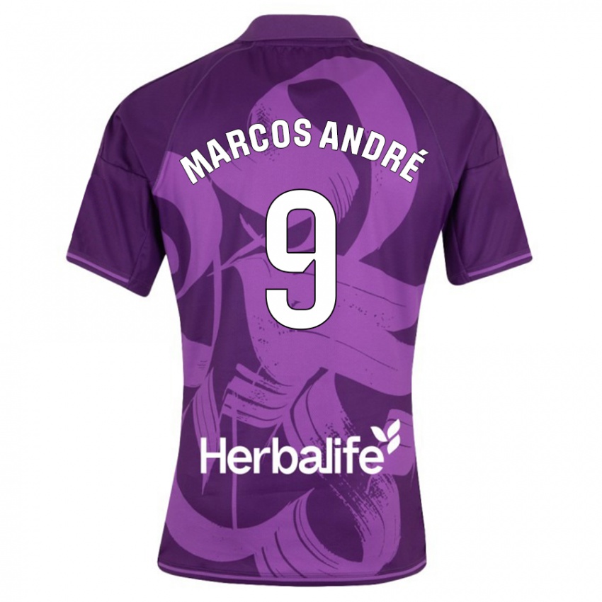 Kinder Marcos André #9 Violett Auswärtstrikot Trikot 2023/24 T-Shirt Belgien
