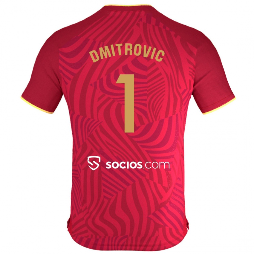 Kinder Marko Dmitrović #1 Rot Auswärtstrikot Trikot 2023/24 T-Shirt Belgien