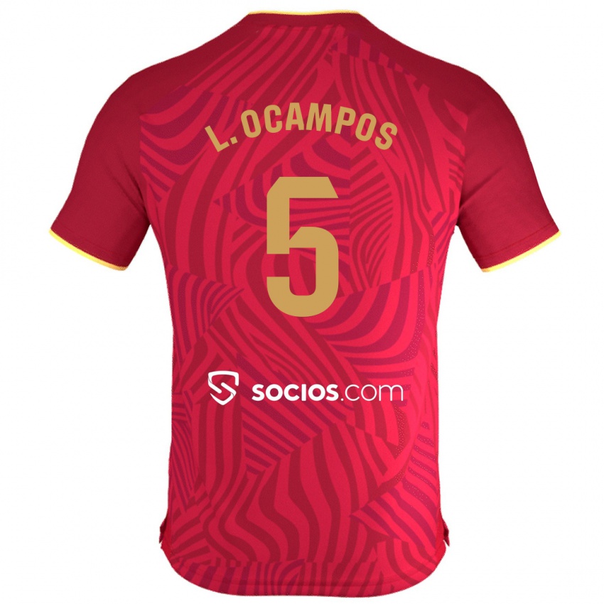 Kinder Lucas Ocampos #5 Rot Auswärtstrikot Trikot 2023/24 T-Shirt Belgien