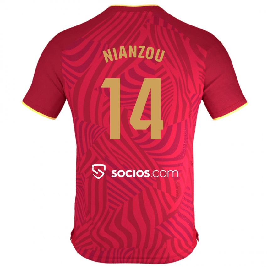 Enfant Maillot Tanguy Nianzou #14 Rouge Tenues Extérieur 2023/24 T-Shirt Belgique