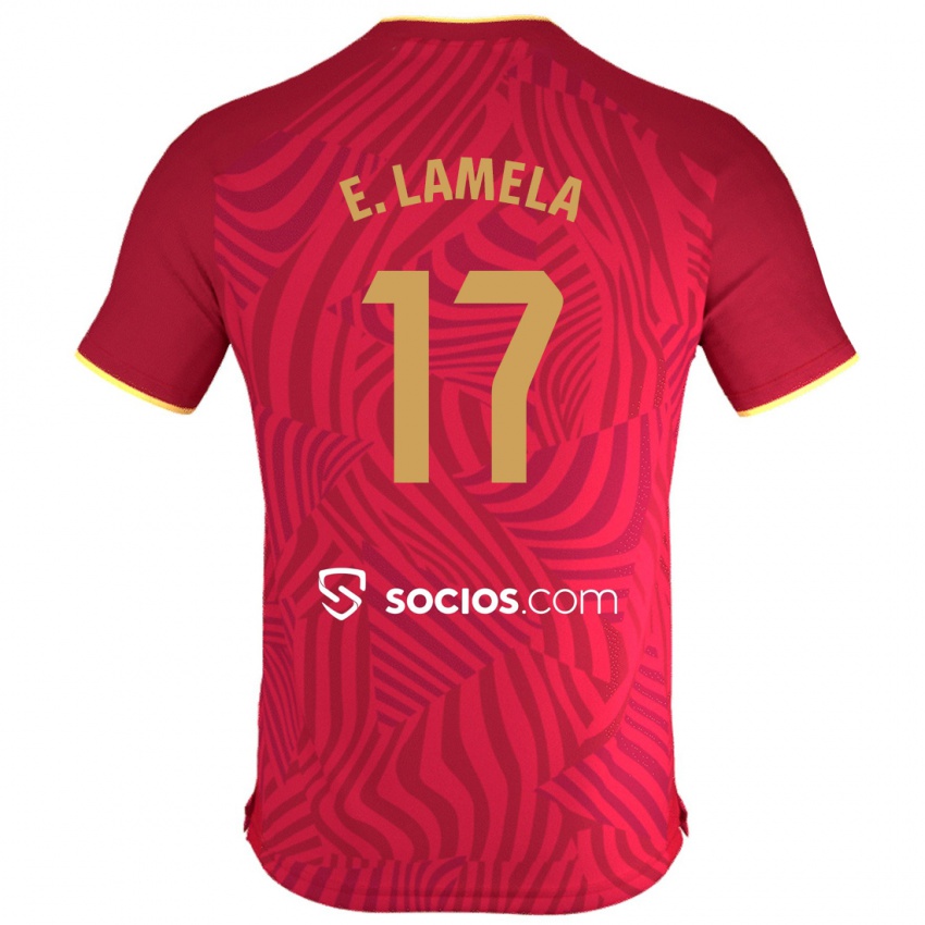 Kinder Erik Lamela #17 Rot Auswärtstrikot Trikot 2023/24 T-Shirt Belgien