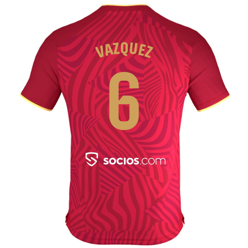 Kinder Manolo Vázquez #6 Rot Auswärtstrikot Trikot 2023/24 T-Shirt Belgien