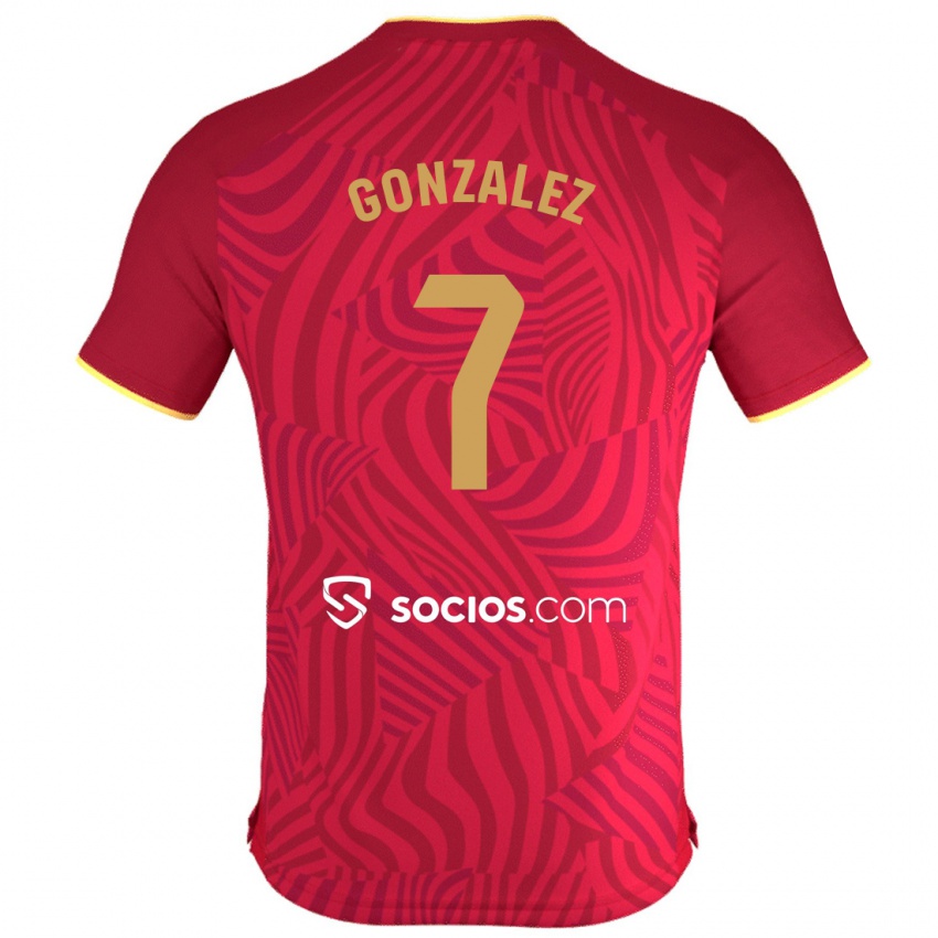 Kinder Juan González #7 Rot Auswärtstrikot Trikot 2023/24 T-Shirt Belgien