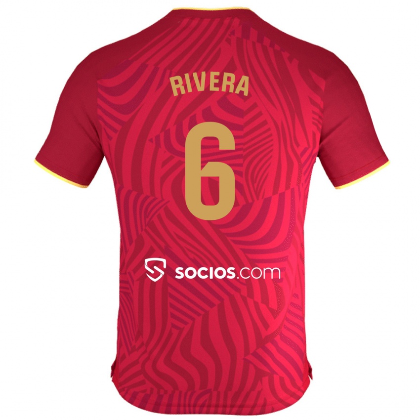 Kinder Pablo Rivera #6 Rot Auswärtstrikot Trikot 2023/24 T-Shirt Belgien