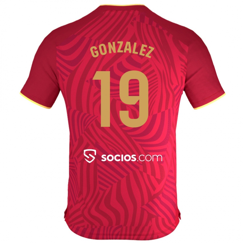 Kinder Carlos González #19 Rot Auswärtstrikot Trikot 2023/24 T-Shirt Belgien