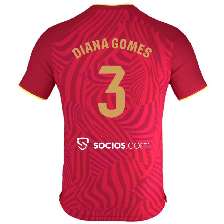 Kinder Diana Catarina Ribeiro Gomes #3 Rot Auswärtstrikot Trikot 2023/24 T-Shirt Belgien