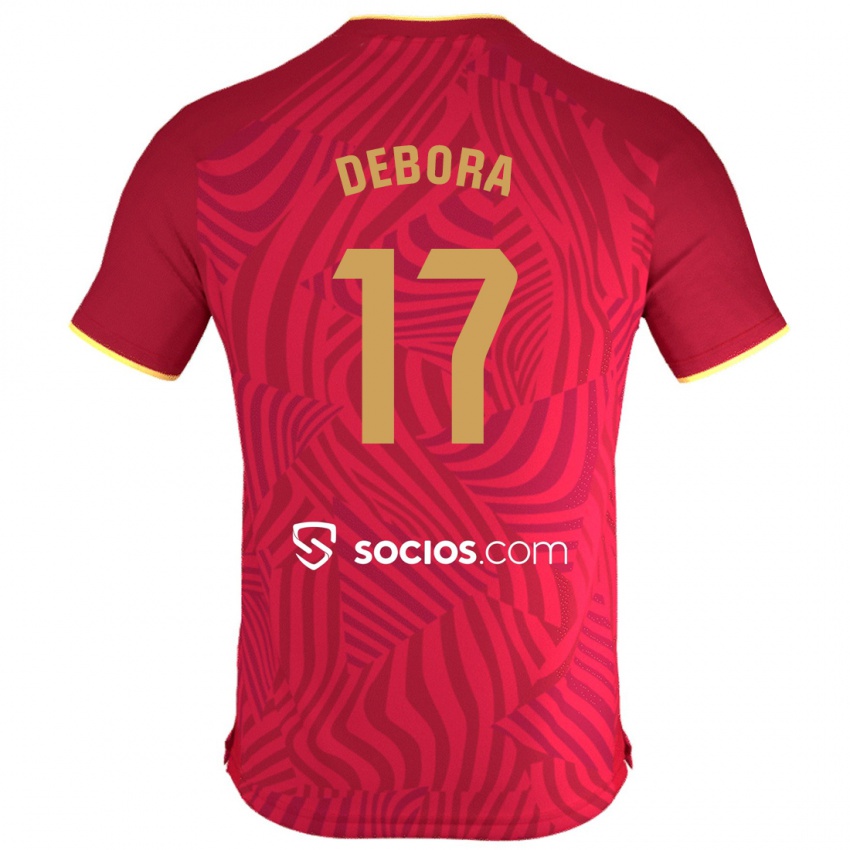 Kinder Débora García Mateo #17 Rot Auswärtstrikot Trikot 2023/24 T-Shirt Belgien