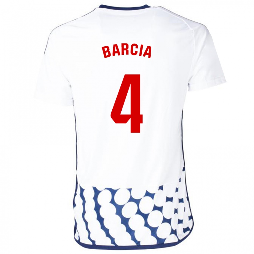 Enfant Maillot Sergio Barcia #4 Blanc Tenues Extérieur 2023/24 T-Shirt Belgique