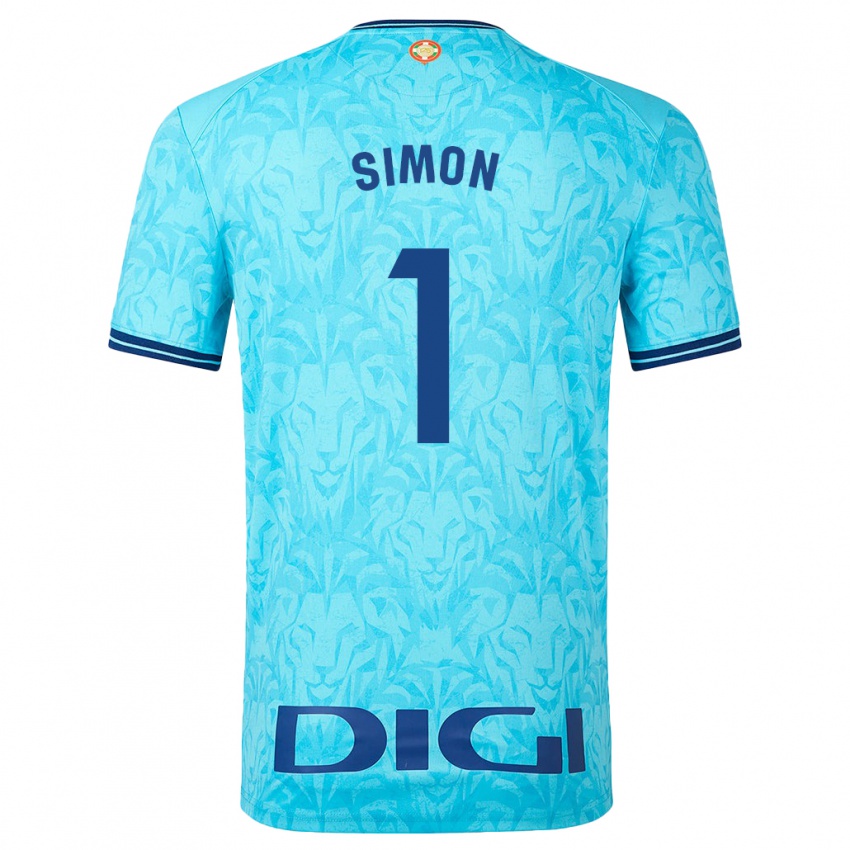 Kinderen Unai Simón #1 Hemelsblauw Uitshirt Uittenue 2023/24 T-Shirt België