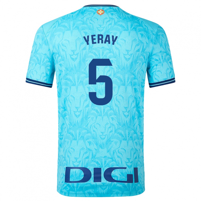 Kinder Yeray Álvarez #5 Himmelblau Auswärtstrikot Trikot 2023/24 T-Shirt Belgien