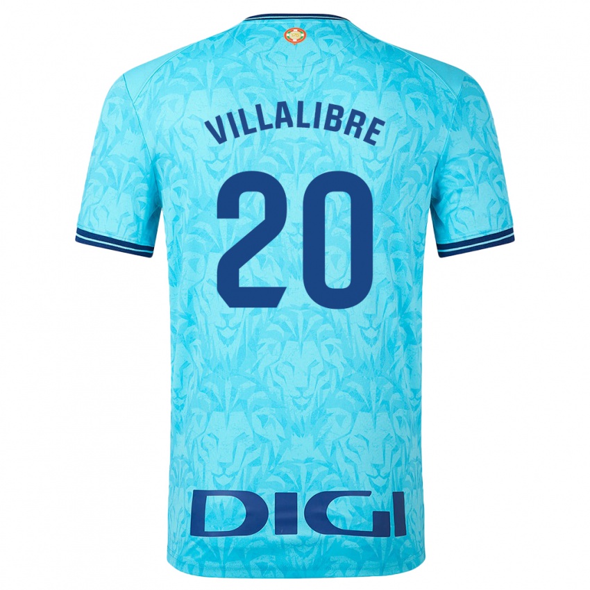 Enfant Maillot Asier Villalibre #20 Bleu Ciel Tenues Extérieur 2023/24 T-Shirt Belgique