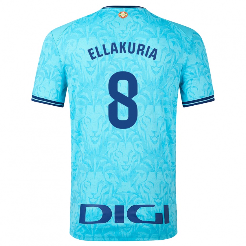 Kinder Eneko Ellakuria #8 Himmelblau Auswärtstrikot Trikot 2023/24 T-Shirt Belgien