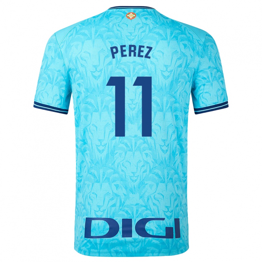 Kinderen Adrián Pérez #11 Hemelsblauw Uitshirt Uittenue 2023/24 T-Shirt België