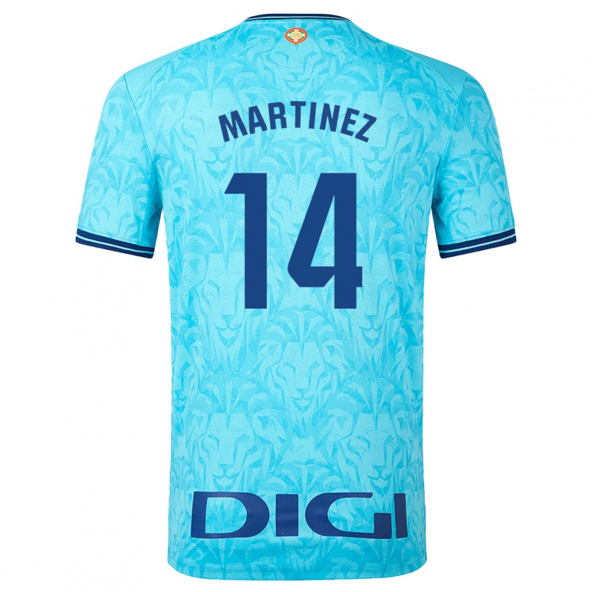 Enfant Maillot Pablo Martínez #14 Bleu Ciel Tenues Extérieur 2023/24 T-Shirt Belgique