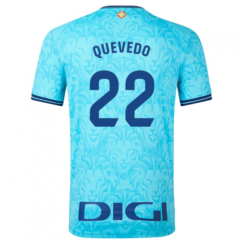 Enfant Maillot Ugaitz Quevedo #22 Bleu Ciel Tenues Extérieur 2023/24 T-Shirt Belgique