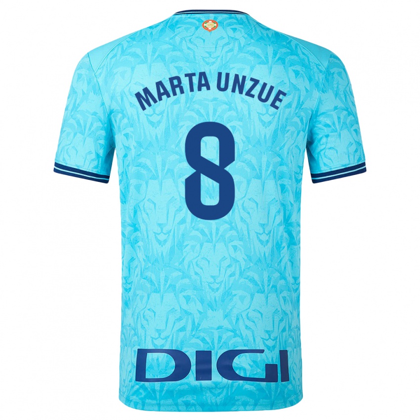 Kinder Marta Unzué Urdániz #8 Himmelblau Auswärtstrikot Trikot 2023/24 T-Shirt Belgien