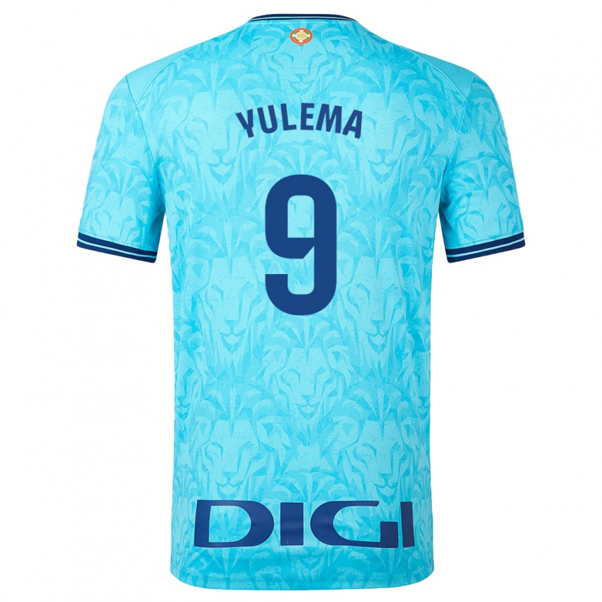 Enfant Maillot Yulema Corres Somovilla #9 Bleu Ciel Tenues Extérieur 2023/24 T-Shirt Belgique