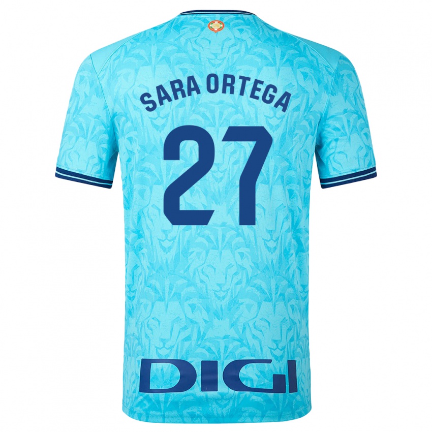 Enfant Maillot Sara Ortega Ruiz #27 Bleu Ciel Tenues Extérieur 2023/24 T-Shirt Belgique