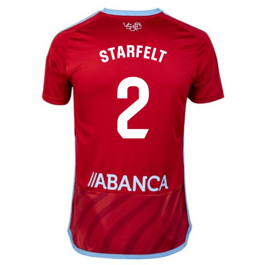 Kinder Carl Starfelt #2 Rot Auswärtstrikot Trikot 2023/24 T-Shirt Belgien