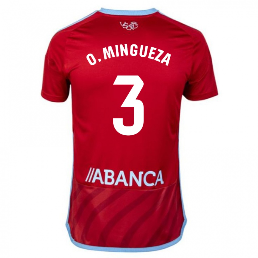 Kinder Óscar Mingueza #3 Rot Auswärtstrikot Trikot 2023/24 T-Shirt Belgien