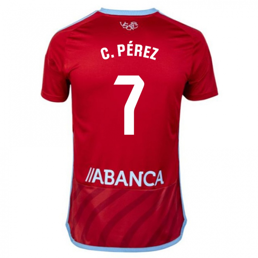 Kinder Carles Pérez #7 Rot Auswärtstrikot Trikot 2023/24 T-Shirt Belgien