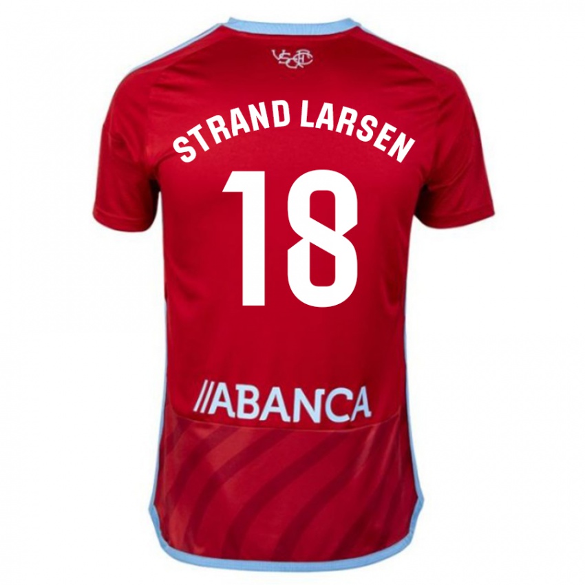 Enfant Maillot Jørgen Strand Larsen #18 Rouge Tenues Extérieur 2023/24 T-Shirt Belgique