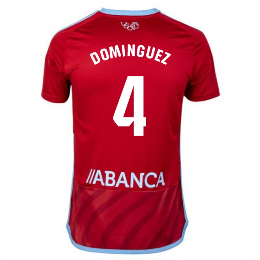 Kinder Javi Domínguez #4 Rot Auswärtstrikot Trikot 2023/24 T-Shirt Belgien
