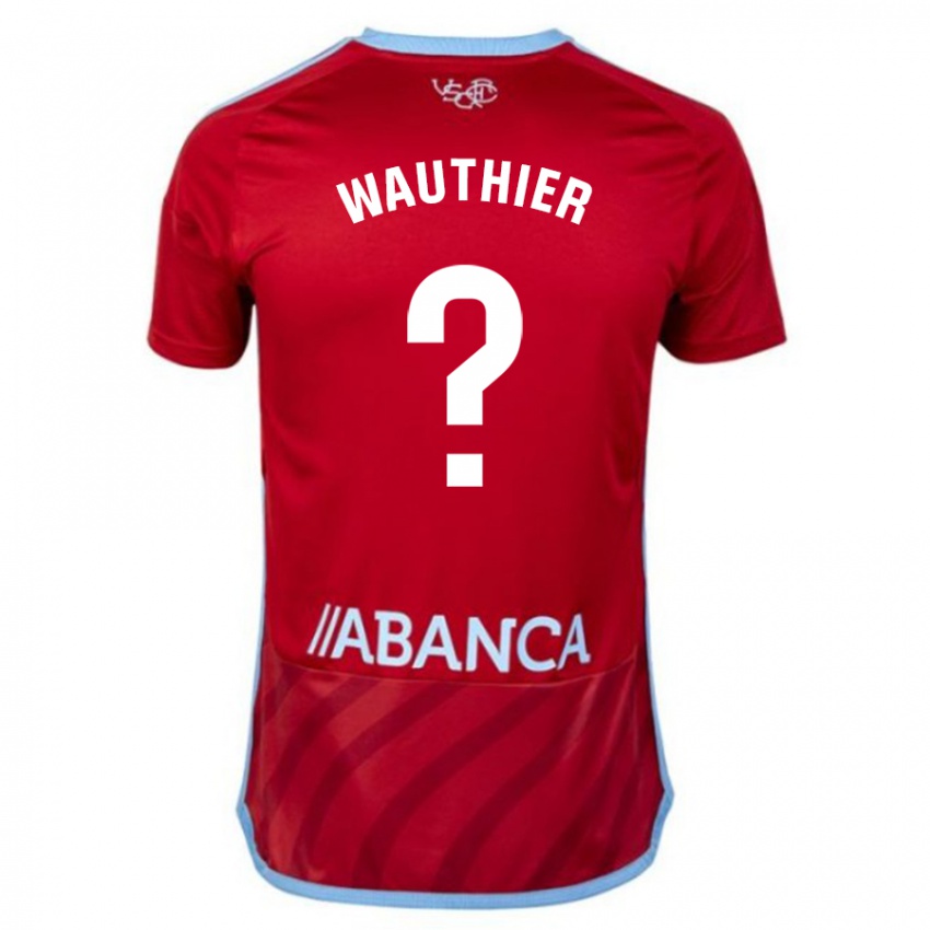 Enfant Maillot Hugo Wauthier #0 Rouge Tenues Extérieur 2023/24 T-Shirt Belgique
