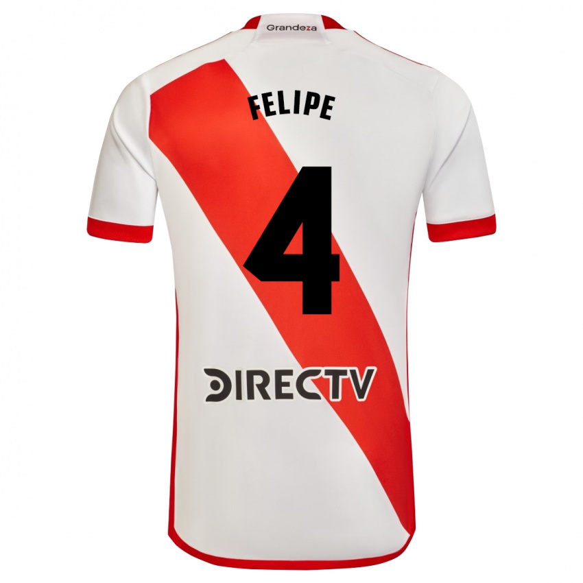 Homme Maillot Carina Felipe Silva #4 Blanc Rouge Tenues Domicile 2023/24 T-Shirt Belgique