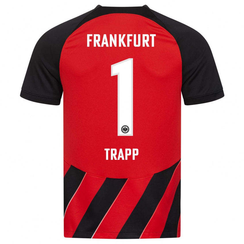 Herren Kevin Trapp #1 Rot Schwarz Heimtrikot Trikot 2023/24 T-Shirt Belgien