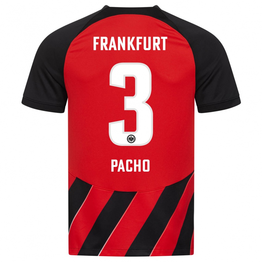 Herren Willian Pacho #3 Rot Schwarz Heimtrikot Trikot 2023/24 T-Shirt Belgien