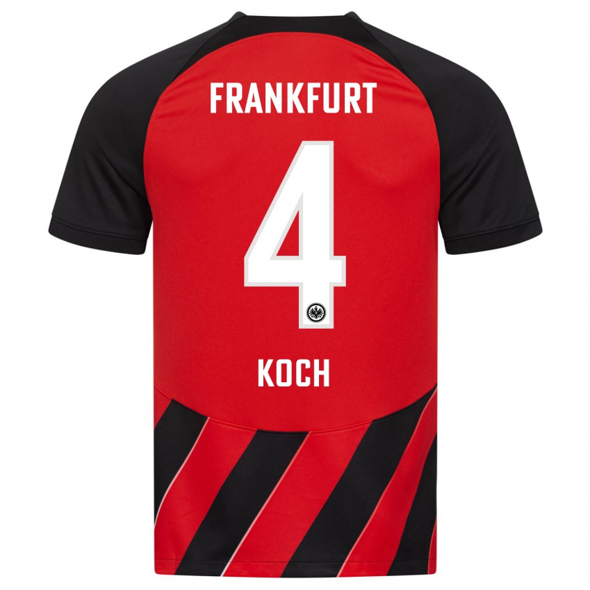Herren Robin Koch #4 Rot Schwarz Heimtrikot Trikot 2023/24 T-Shirt Belgien