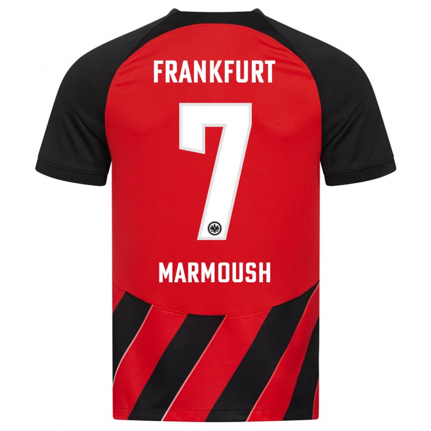 Herren Omar Marmoush #7 Rot Schwarz Heimtrikot Trikot 2023/24 T-Shirt Belgien