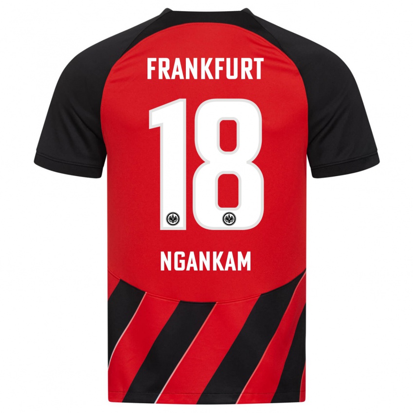 Herren Jessic Ngankam #18 Rot Schwarz Heimtrikot Trikot 2023/24 T-Shirt Belgien
