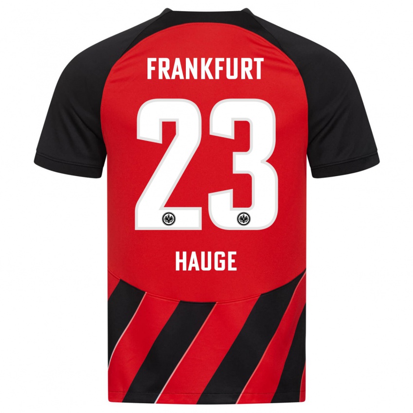 Herren Jens Petter Hauge #23 Rot Schwarz Heimtrikot Trikot 2023/24 T-Shirt Belgien